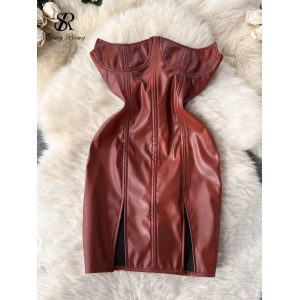 Brown Sugar Backless Tube Top Bodycon Dress Brown Sugar Backless Tube Top Bodycon Dress