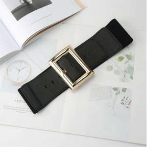 Women's Stunning Cinched Waist Black and Gold Belt
