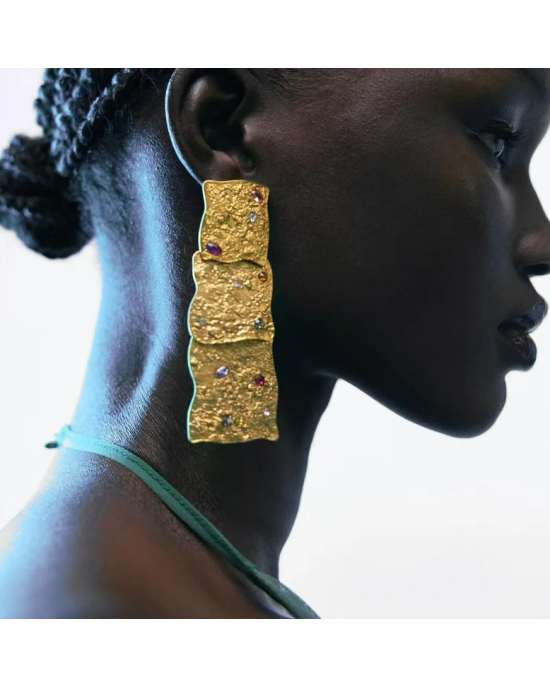 Gold Bejeweled Earrings