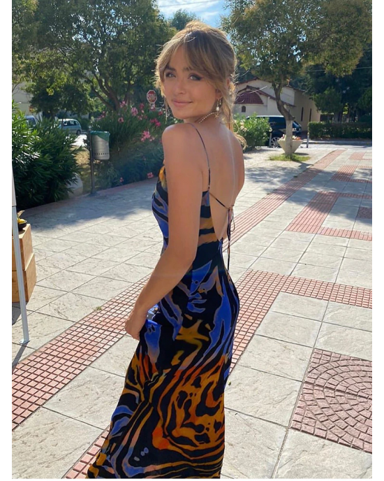 Orange And Blue Zebra Design Gown