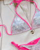 Pink And White Sparkly Glistening Thong Bikini