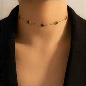 In A World Of Green Emeralds Chocker Necklace
