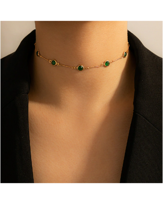 In A World Of Green Emeralds Chocker Necklace