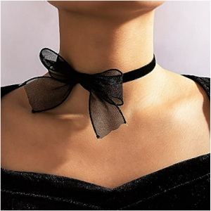 Sexy Black Lace Bow Tie Choker Necklace 