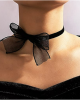 Sexy Black Lace Bow Tie Choker Necklace 