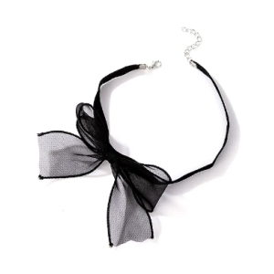 Sexy Black Lace Bow Tie Choker Necklace 