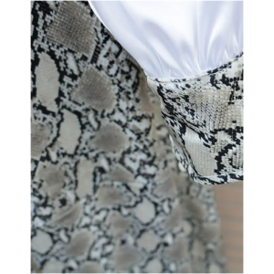 Silky Satin and Snake Influence Pop Sleeve Dress Silky Satin and Snake Influence Pop Sleeve Dress