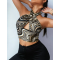 Black White and Brown Swirls Halter Crop Top Black White and Brown Swirls Halter Crop Top