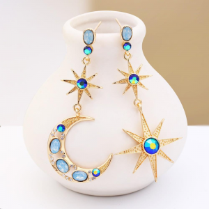 Star Moon Bejeweled Earrings