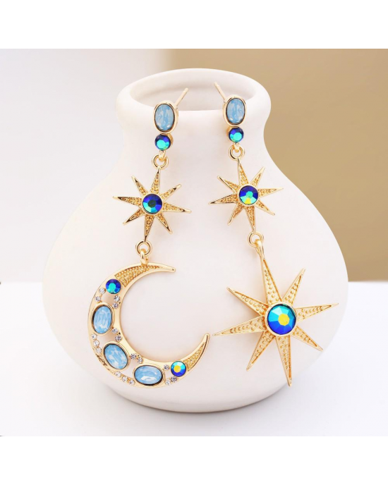 Star Moon Bejeweled Earrings
