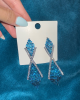 Crystal Blue Criss Cross Chandelier Earrings 