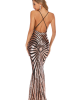 Criss Cross Low Back Sequin Mermaid Gown