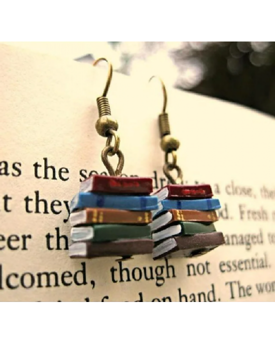 Classic Book Stacks Drop Dangle Earrings Classic Book Stacks Drop Dangle Earrings