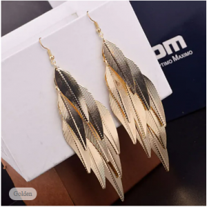 Shimmery Gold or Silver Chandelier Leaf Earrings Shimmery Gold or Silver Chandelier Leaf Earrings