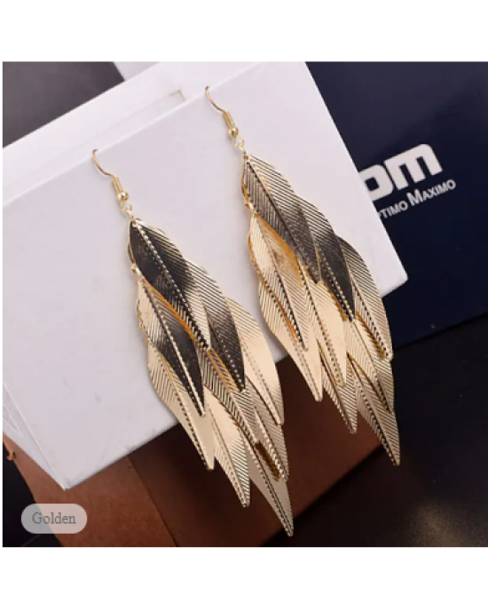 Shimmery Gold or Silver Chandelier Leaf Earrings
