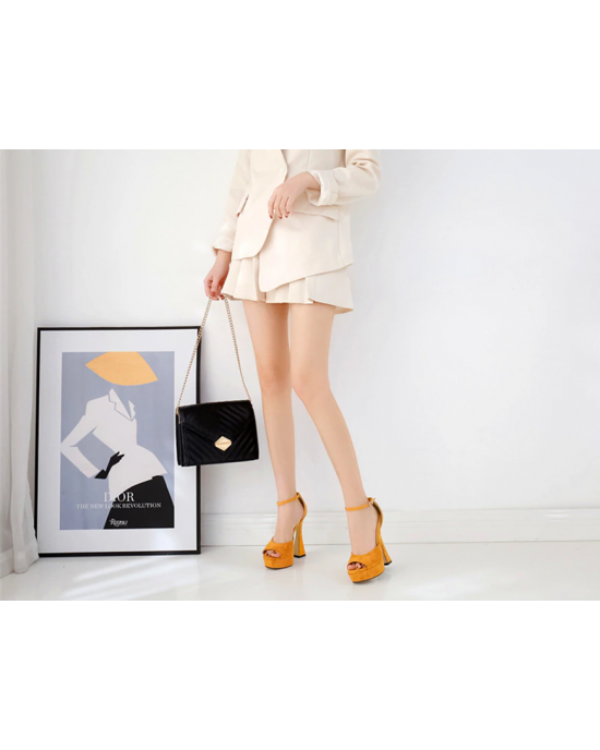 Colombian Yellow Platform Pumps High Heels