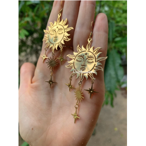 Handmade Sunburst Golden Sun Chandelier Earrings Handmade Sunburst Golden Sun Chandelier Earrings