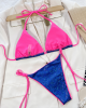 Blue And Pink Sparkly Glistening Thong Bikini 