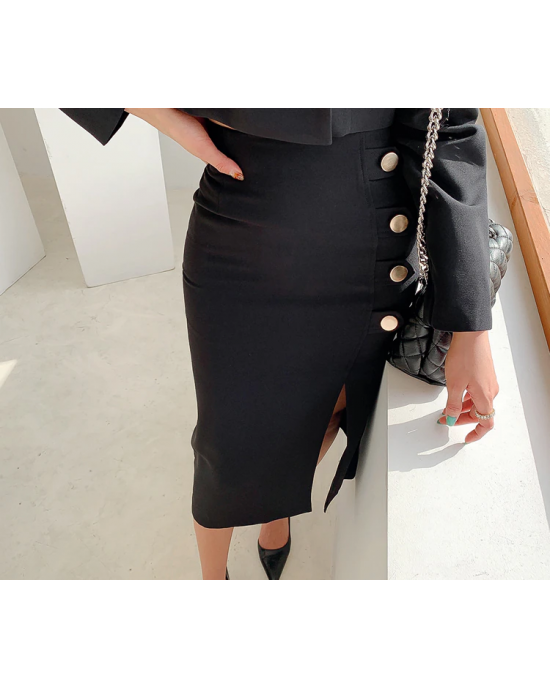 Cropped Blazer And Pencil Skirt Suit Set