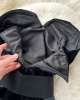 Strapless Backless Black Velvet Slim High Split Evening Party Dress With Gloves