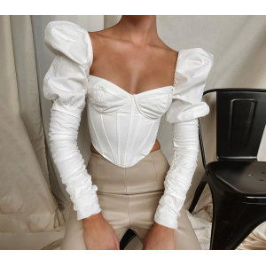 Romantic Puff Sleeve Corset Crop Top Romantic Puff Sleeve Corset Crop Top