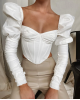 Romantic Puff Sleeve Corset Crop Top Romantic Puff Sleeve Corset Crop Top