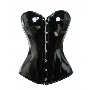 Shiny Black Leatherette Corset  Shiny Black Leatherette Corset