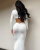 White Skirt Mock Neck Long Sleeve Two Piece Set