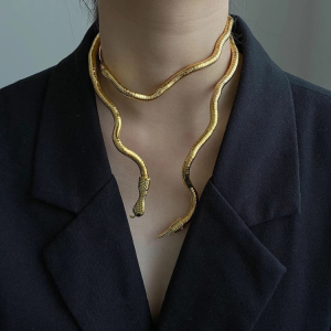 Gold Snake Wrap Necklace 