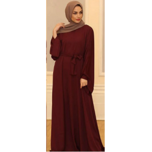 Middle Eastern Woman in Red Wine Manteau  Middle Eastern Woman in Red Wine Manteau