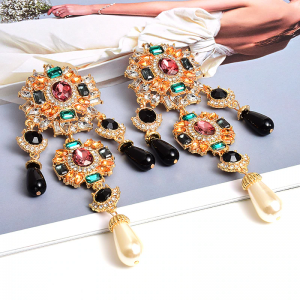 Garnished Gems Pearls Galore Chandelier Earrings Garnished Gems Pearls Galore Chandelier Earrings