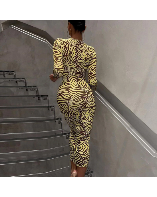 Sexy Lace Up Cut Out Zebra Print Bodycon Dress