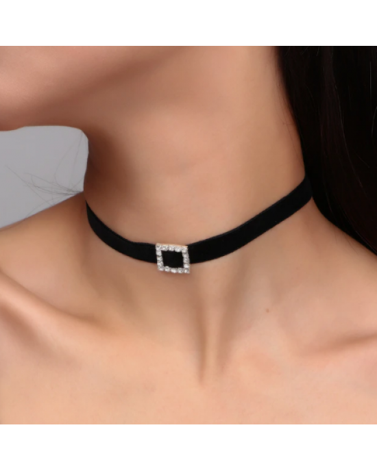 Velvet Choker Squared Gem Velvet Choker Squared Gem