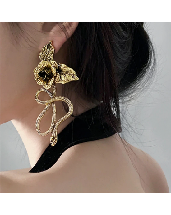 Snake Rose Big Statement Earrings Snake Rose Big Statement Earrings