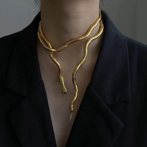 Gold Snake Wrap Necklace 