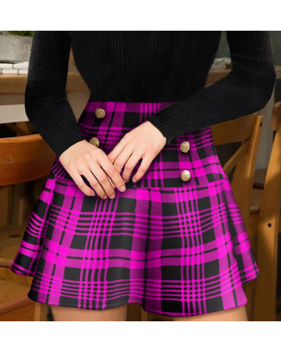 High Waisted Plaid Skirt