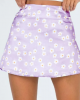 High Waist Satin Floral Mini Skirt With Seamless Built-In Booty Shorts 
