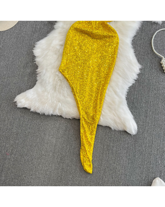 Yellow Sequined Party Dress 