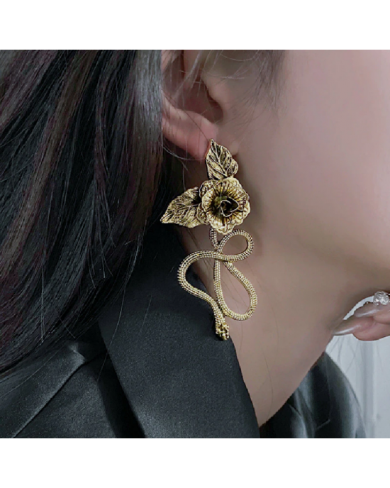 Snake Rose Big Statement Earrings Snake Rose Big Statement Earrings
