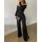 Let's Keep It Tight Slim And Sleek Long Sleeve Chic Off The Shoulder Jumpsuit Look Let's Keep It Tight Slim And Sleek Long Sleeve Chic Off The Shoulder Jumpsuit Look