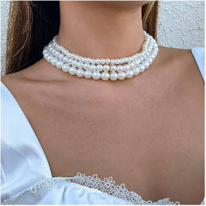 Classic Three Rounds Of Pearls Necklace 