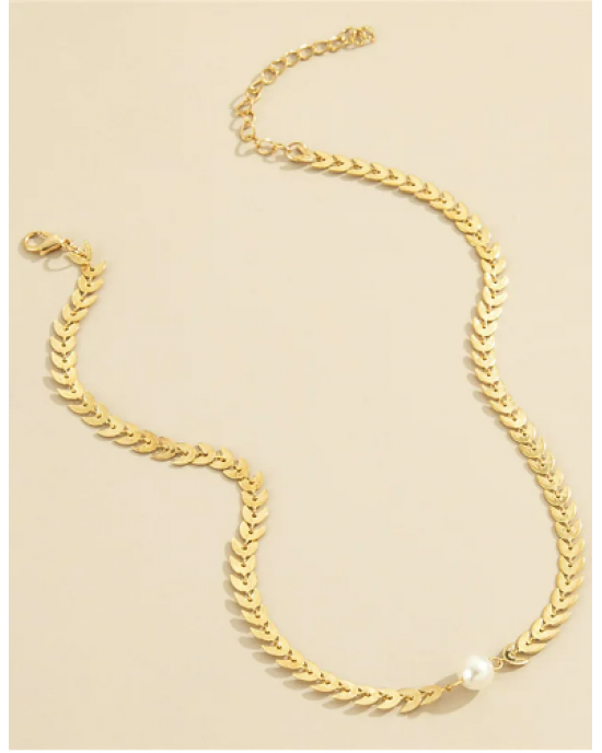 Women's Everyday Pearl Gold Chain Necklace 