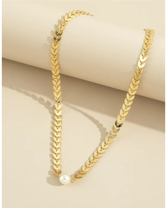 Women's Everyday Pearl Gold Chain Necklace 
