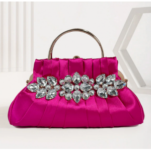 Silk Rhinestone Clutch And Chain Evening Purses