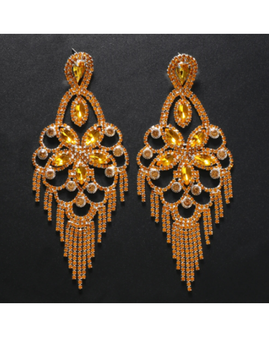 Chandelier Rhinestone Flower Crystal Earrings