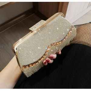 Studded Rhinestone Tassel Beaded Dress Purse