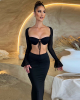 Stunning Skin Tight Two Piece Backless Long Skirt Set 