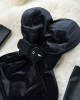 Strapless Backless Black Velvet Slim High Split Evening Party Dress With Gloves