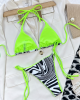Zebra Black White Fluorescent Green Thong Bikini Set Zebra Black White Fluorescent Green Thong Bikini Set