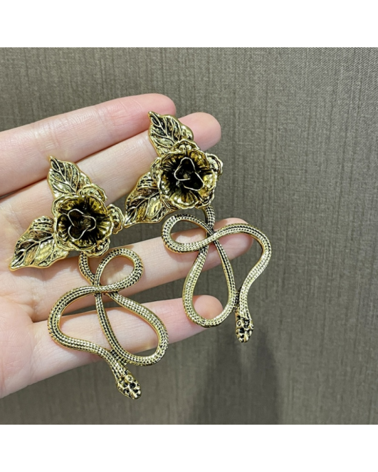 Snake Rose Big Statement Earrings Snake Rose Big Statement Earrings